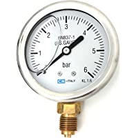 Los mejores  - Manómetro- tensión nominal de 63 (63 mm de diámetro- 0-6 bares- rosca de 1-4 pulgadas bajo relleno de glicerina)